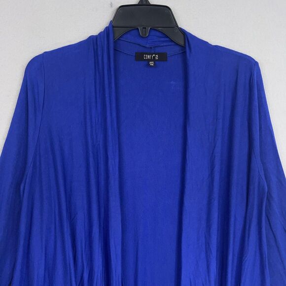 Comfy USA Sweater Womens XS Blue Open Front Drape Cardigan Minimal Made in USA - Picture 2 of 12